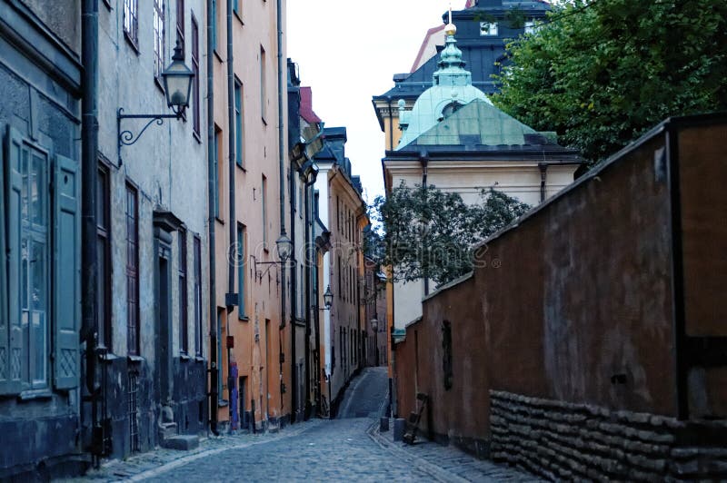 Via Cobbled nella città di Stoccolma