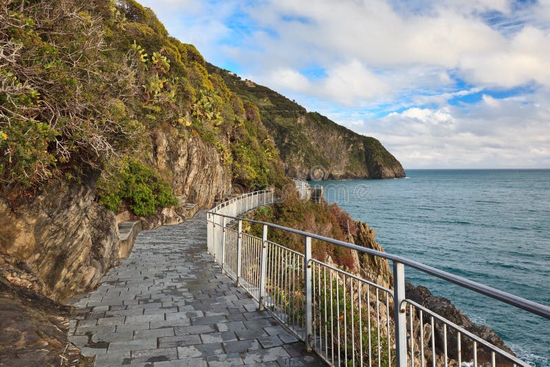 Cinque Terre - road of love. Liguria, Italy.One from most beautiful in Italy of for pedestrians paths for lovers. Cinque Terre - road of love. Liguria, Italy.One from most beautiful in Italy of for pedestrians paths for lovers