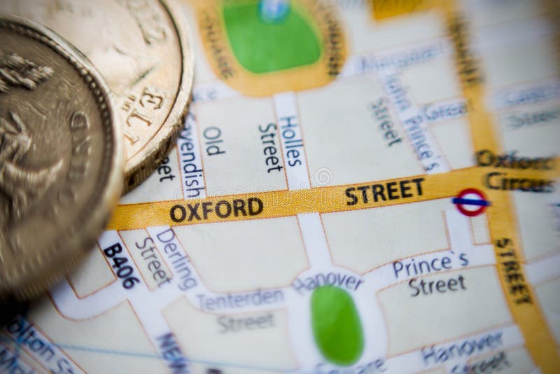 Via di Oxford Londra, mappa BRITANNICA fotografia stock libera da diritti Via di Oxford Londra, mappa BRITANNICA fotografia stock libera da diritti