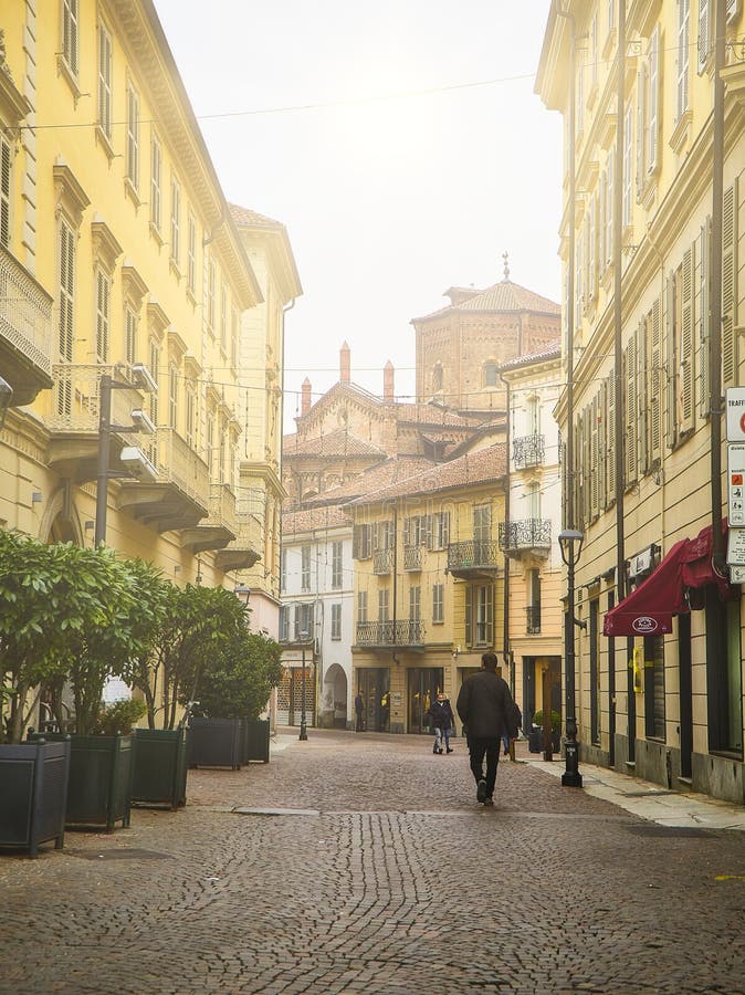 Via Giuseppe Garibaldi street with The Saint Secondo Catholic Church. Asti, Piedmont, Italy stock photo Via Giuseppe Garibaldi street with The Saint Secondo Catholic Church. Asti, Piedmont, Italy stock photo