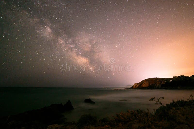 A beautiful milky way in the sky of Sardinia in a day of summer. A beautiful milky way in the sky of Sardinia in a day of summer