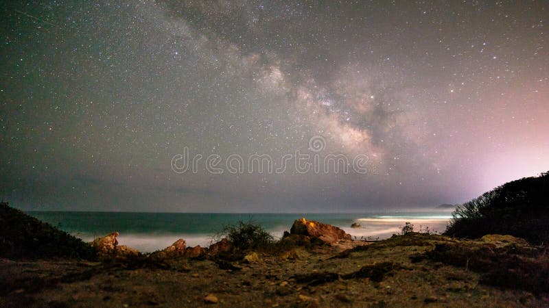 A beautiful milky way in the sky of Sardinia in a day of summer. A beautiful milky way in the sky of Sardinia in a day of summer