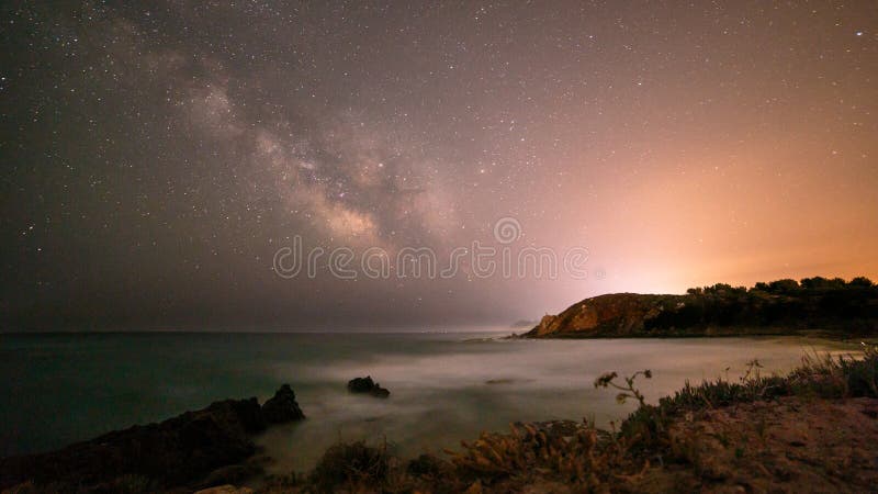 A beautiful milky way in the sky of Sardinia in a day of summer. A beautiful milky way in the sky of Sardinia in a day of summer