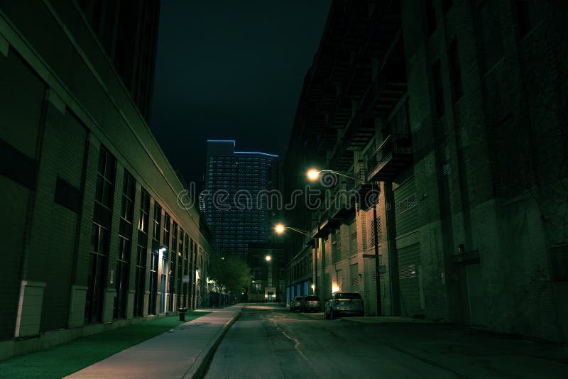 Dark Urban City Street at Night. Dark Urban City Street at Night