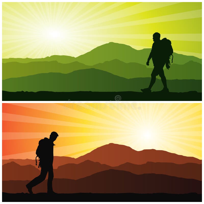 Viaggiatore con zaino e sacco a pelo illustrazione di stock Viaggiatore con zaino e sacco a pelo illustrazione di stock