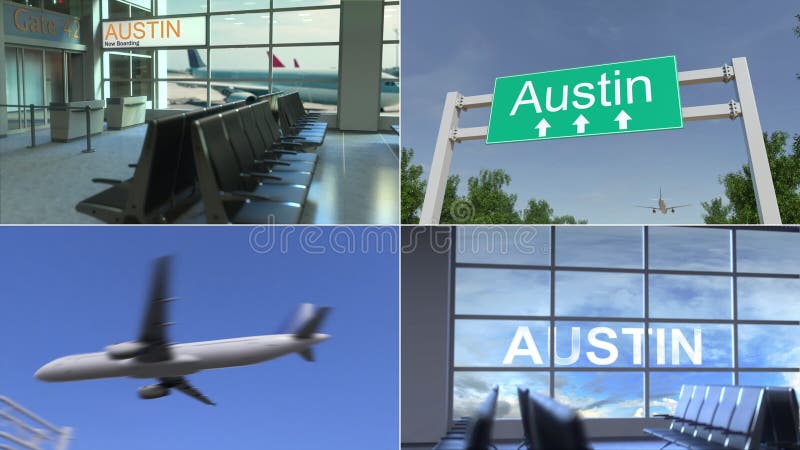 Viaggio ad Austin L'aeroplano arriva all'animazione concettuale del montaggio degli Stati Uniti archivi video Viaggio ad Austin L'aeroplano arriva all'animazione concettuale del montaggio degli Stati Uniti archivi video