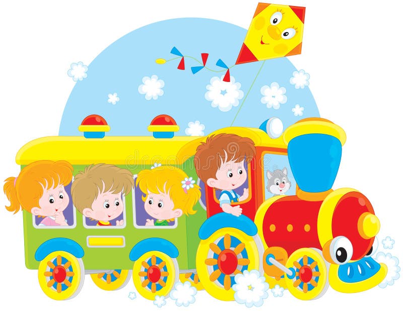 Viaggio dei bambini in treno illustrazione vettoriale Viaggio dei bambini in treno illustrazione vettoriale