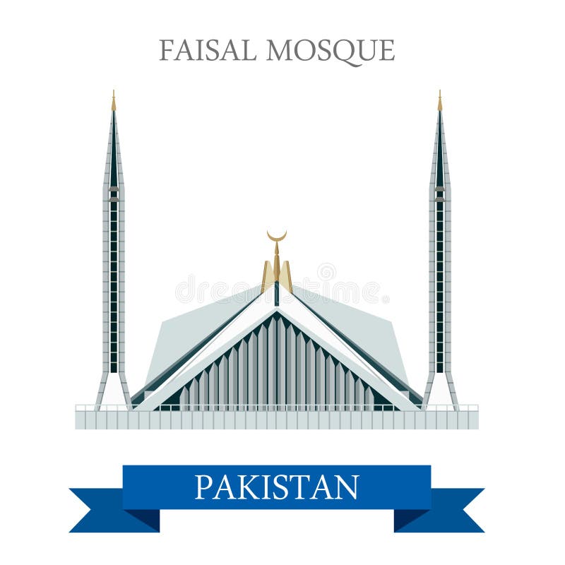 Viaggio piano dell'attrazione di vettore di Faisal Mosque Islamabad Pakistan