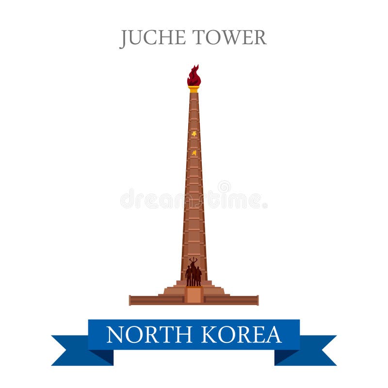 Viaggio piano dell'attrazione di vettore di Pyongyang Corea del Nord della torre di Juche illustrazione vettoriale