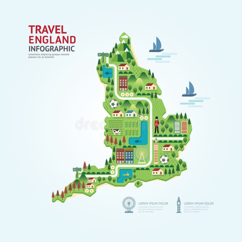Viaje y señal forma del mapa de Inglaterra, Reino Unido de Infographic stock de ilustración Viaje y señal forma del mapa de Inglaterra, Reino Unido de Infographic stock de ilustración