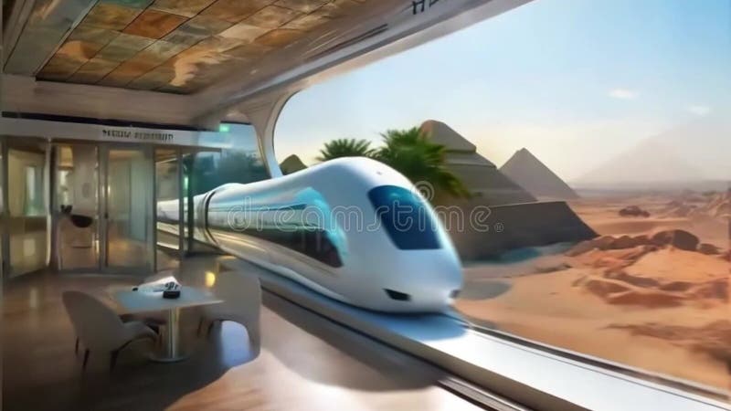 Viajeros que se embarcan en viajes hiperloop de alta velocidad stock de ilustración