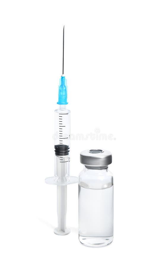 Vial y jeringa en el fondo. vacunación e inmunización
