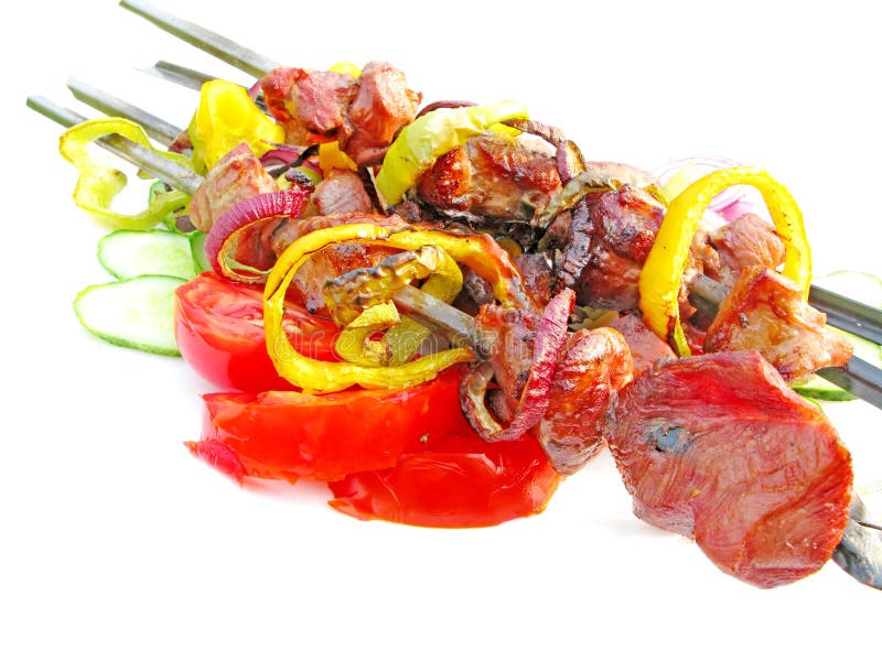 Viande grillée de barbecue avec des légumes