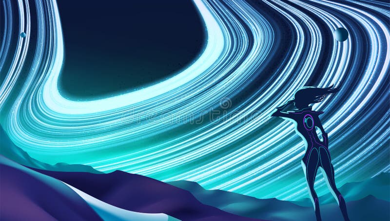 Viață în apropierea orizontului de evenimente vector illustration