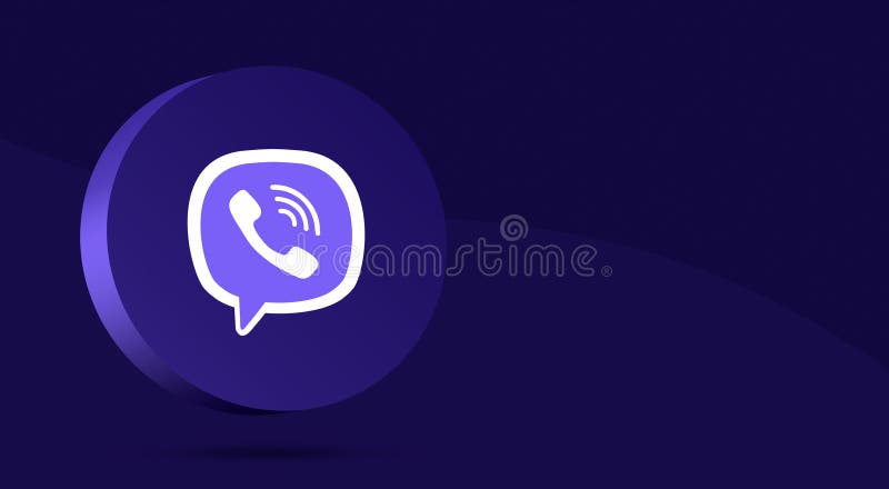 Viber Logo Minimal Design On The Round Button 3d Render. Social.