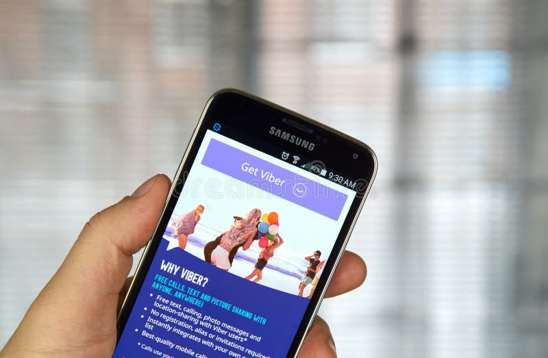 Viber mobile app on a cell phone. stock photo