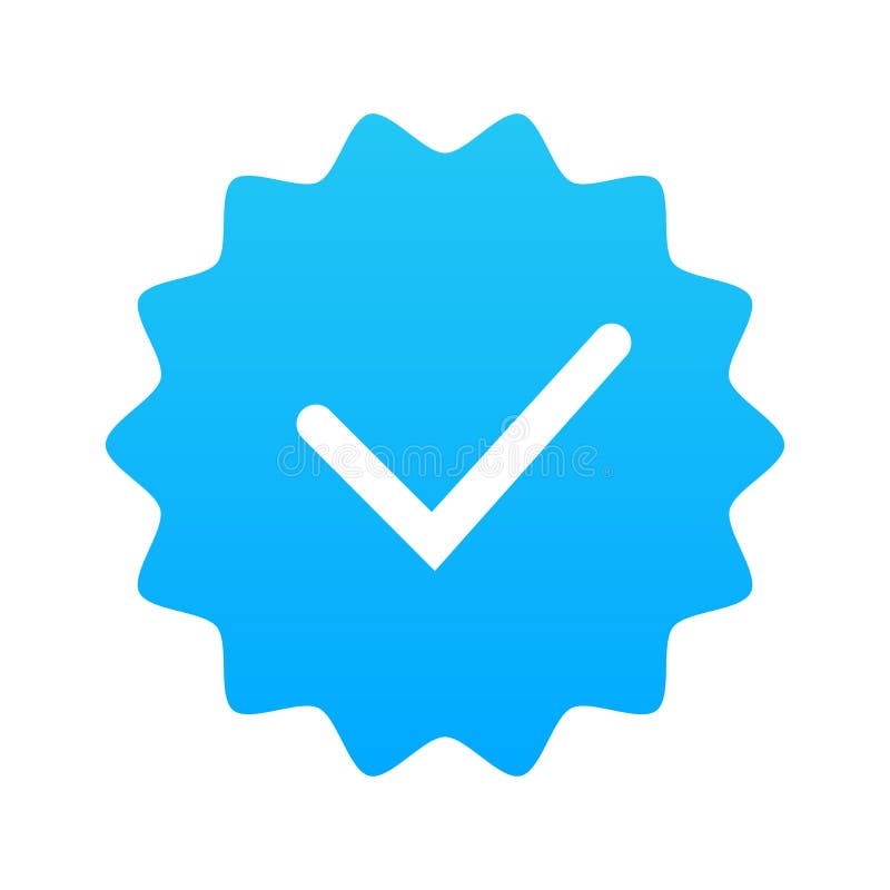 Blue verified badge icon vector. Tick, check mark sign symbol of social  media profile 14029612 Vector Art at Vecteezy