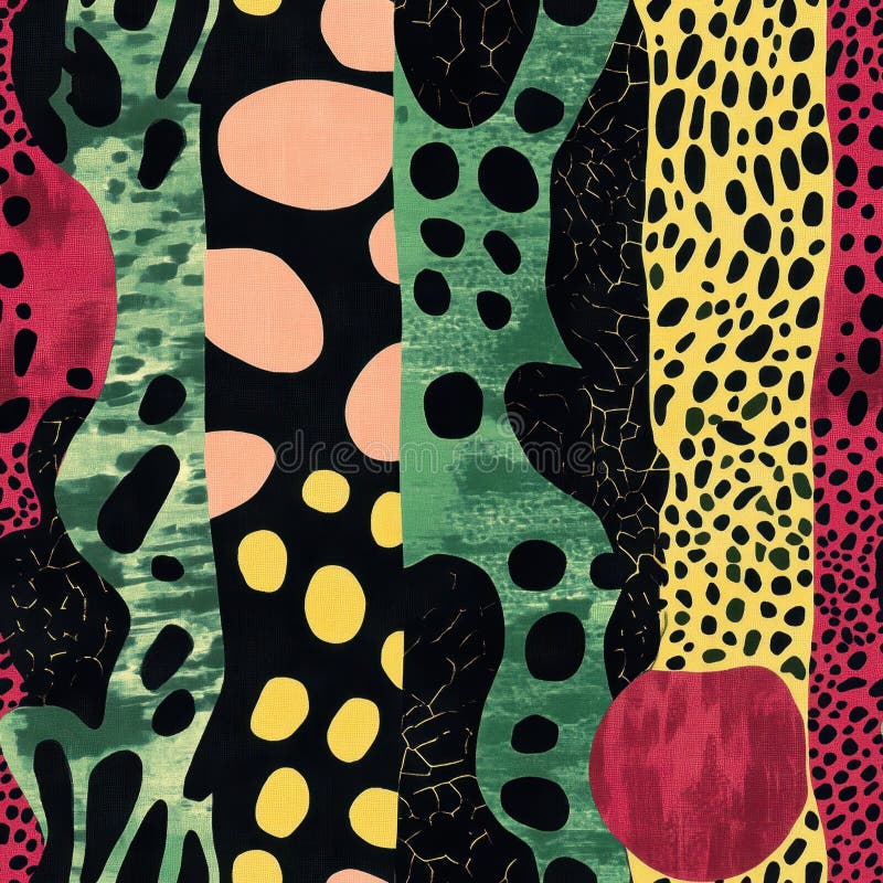Vibrant Abstract Animal Print Pattern with Bold Colors and Textures stock photography