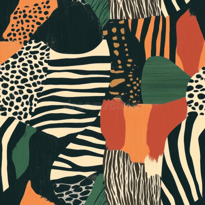 Vibrant Abstract Animal Print Pattern with Zebra and Leopard Designs royalty free stock image