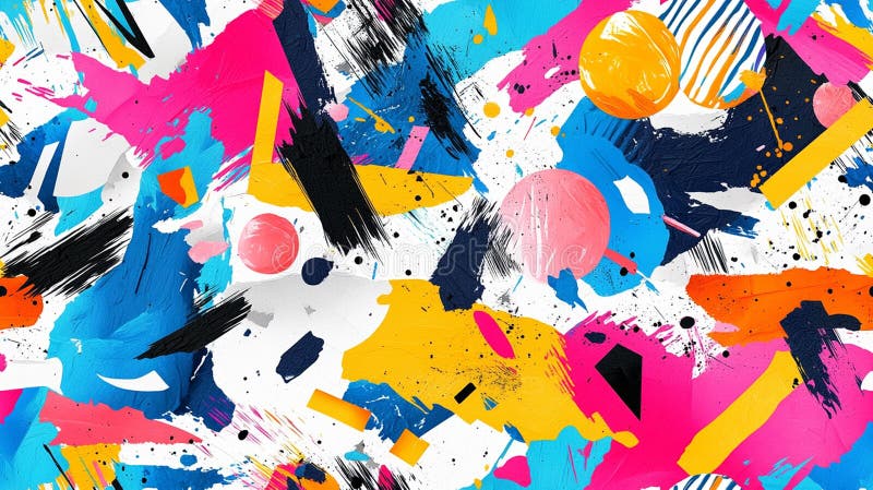 Vibrant Abstract Art Colorful Paint Strokes and Geometric Shapes Background Design vector illustration