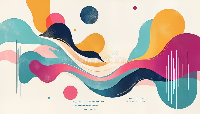 Vibrant Abstract Artwork With Dynamic Colorful Waves And Shapes vector illustration