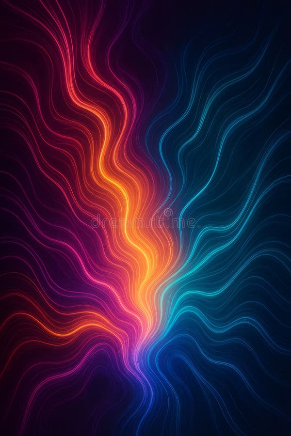Vibrant and abstract background with colorful wavy lines converging towards the center stock photos