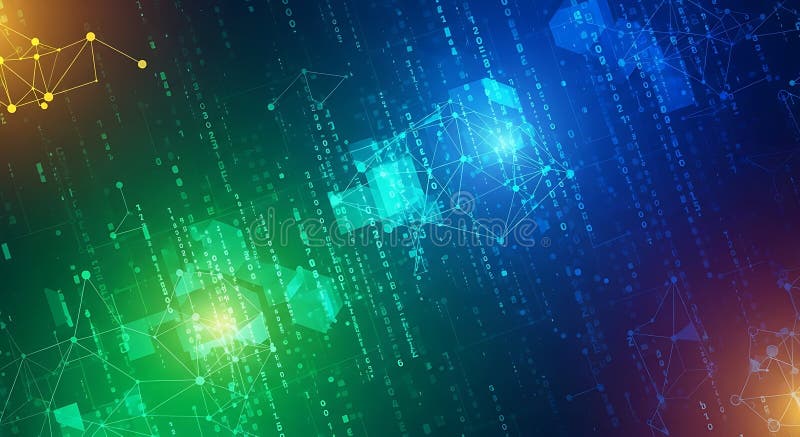 Digital Network and Binary Code Abstract Background stock illustration