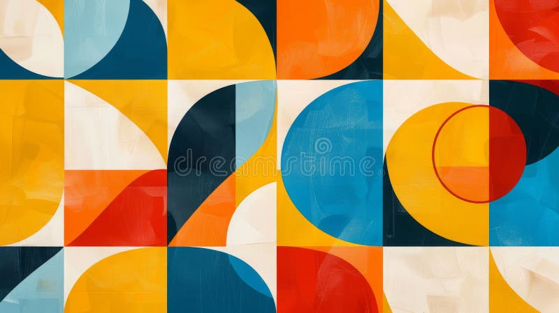 Vibrant Abstract Background with Geometric Shapes and Bold Colors, Ideal for Modern Design and Print Projects royalty free stock photos