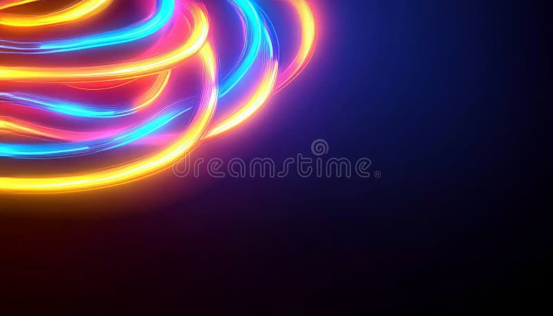 Vibrant Abstract Background with Illuminated Swirling Streaks and Multicolored Neon Light Effects royalty free illustration