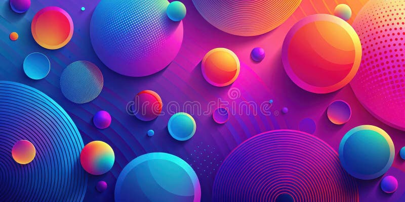Vibrant abstract background with overlapping circles and gradient colors. Generative AI vector illustration