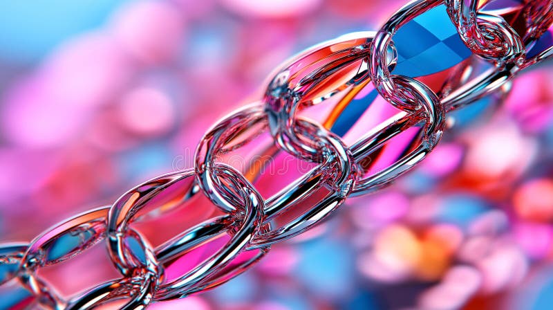 Vibrant Abstract chain Links on Colorful Background : Modern konst- och designkoncept royaltyfri illustrationer