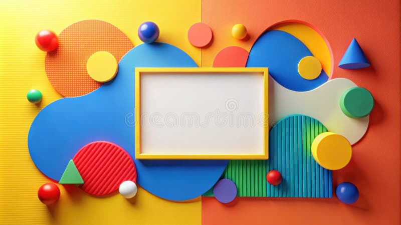 Vibrant abstract composition with blank frame for text or image. Generative AI royalty free illustration