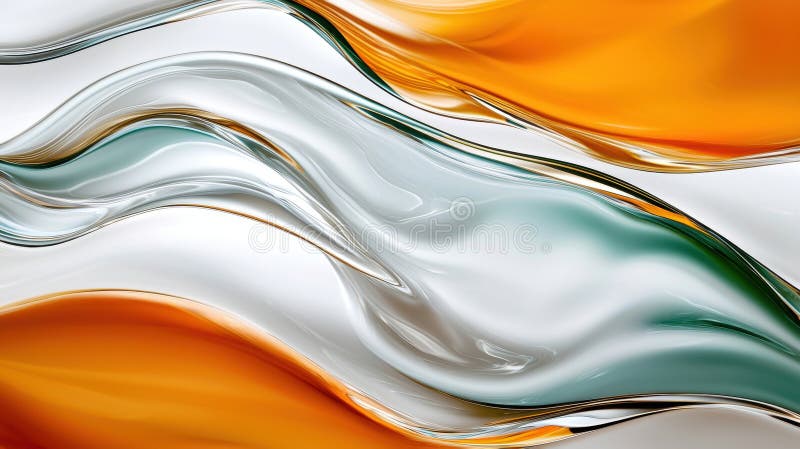 A vibrant abstract composition of swirling orange and white hues. stock image