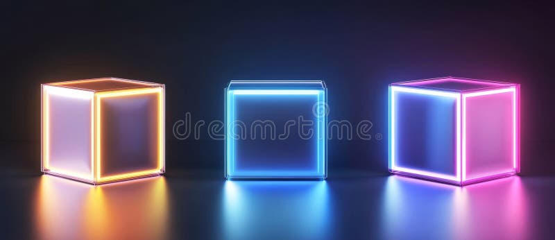 Vibrant abstract cubes display glossy colorful reflections royalty free stock photo