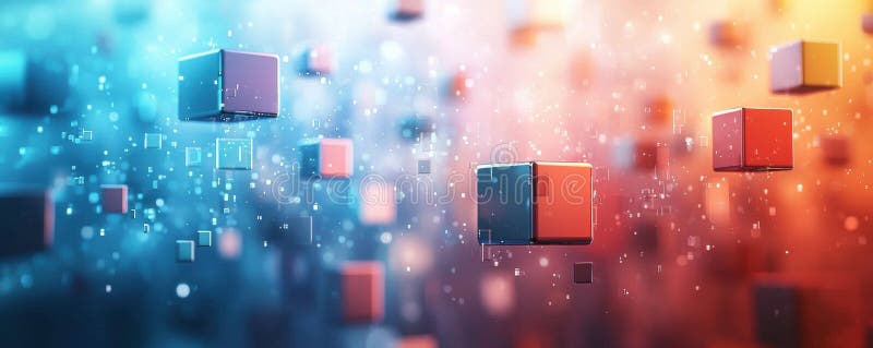Vibrant abstract cubes floating in a colorful digital space royalty free stock images
