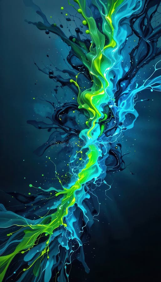 Vibrant abstract design for mobile backgrounds featuring blue and green fluid colors royalty free illustration