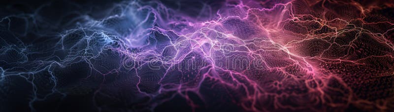Vibrant abstract electric energy streams with blue and pink colors on a dark background, creating a dynamic and mesmerizing visual royalty free illustration