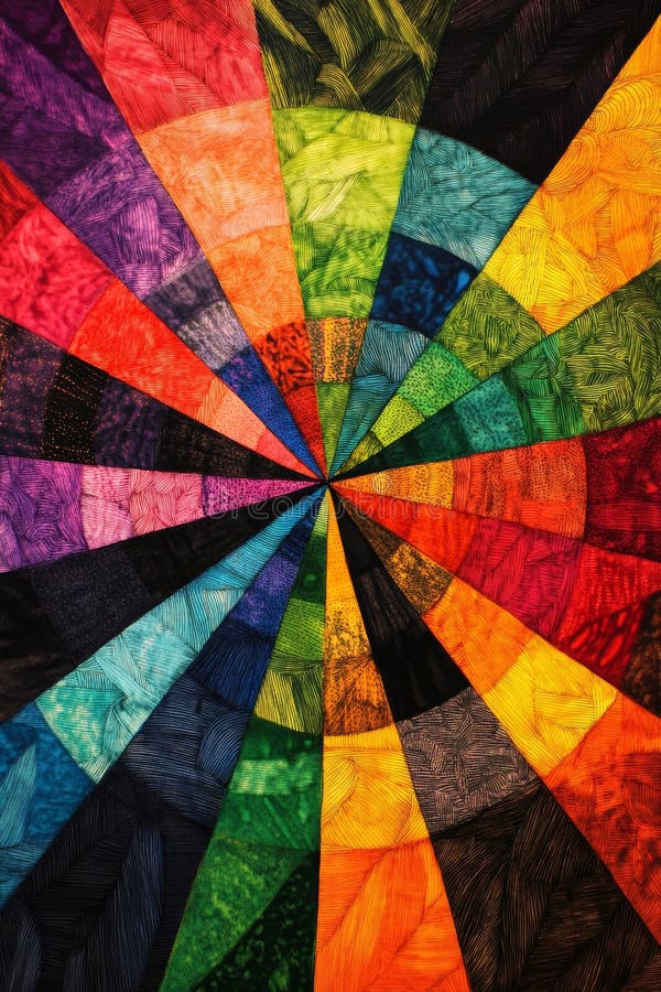 Vibrant Abstract Geometric Pattern with Multicolored Triangular Segments in a Radiating Design vector illustration