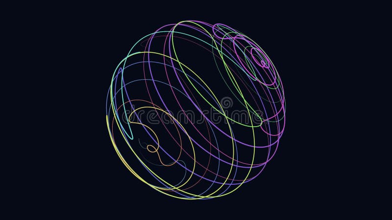 Glob abstract dinamic și dinamic, plin cu curbe și vârfuri colorate stock illustration