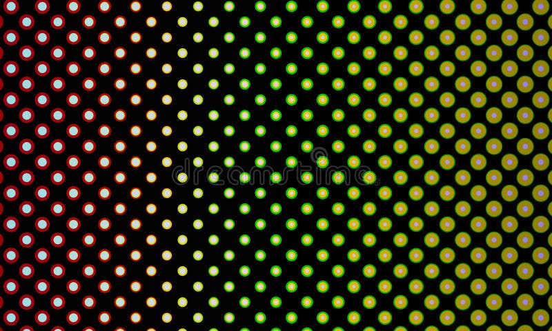 Vibrant Abstract Halftone Pattern with Multi-Colored Circular Dots on Black Background royalty free stock photography