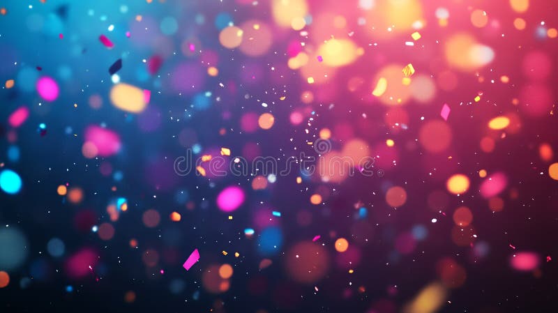 A vivid cascade of bokeh and confetti sparkles in an abstract digital art stock illustration