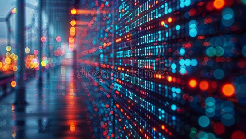 Futuristic City Lights: Abstract Digital Landscape, generative ai royalty free illustration