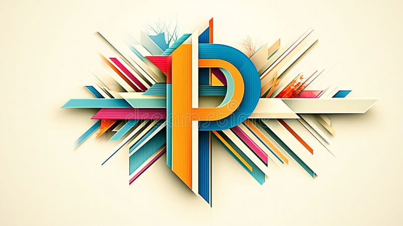 Vibrant Abstract Letter P Design Colorful Geometric Pattern Background Illustration royalty free illustration