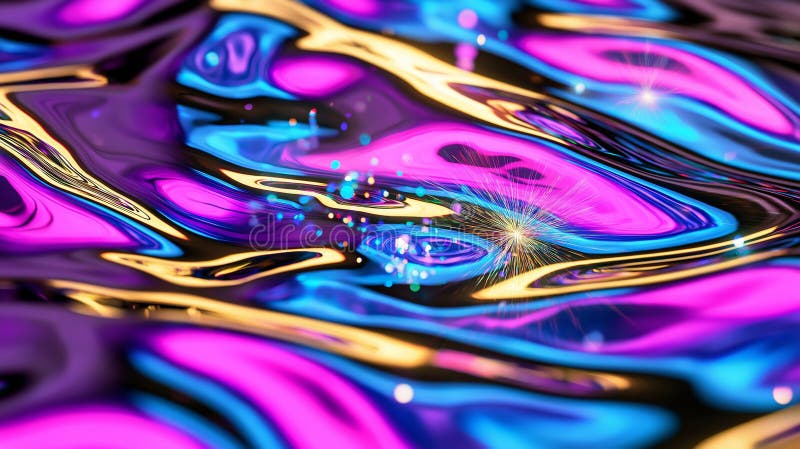 Vibrant abstract liquid pattern with neon colors and light effects royalty free stock photography