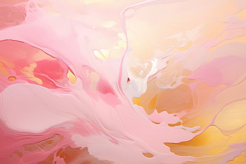 Vibrant abstract painting featuring swirl of pink and yellow colors. This artwork adds pop of color and energy to any sp stock illustration