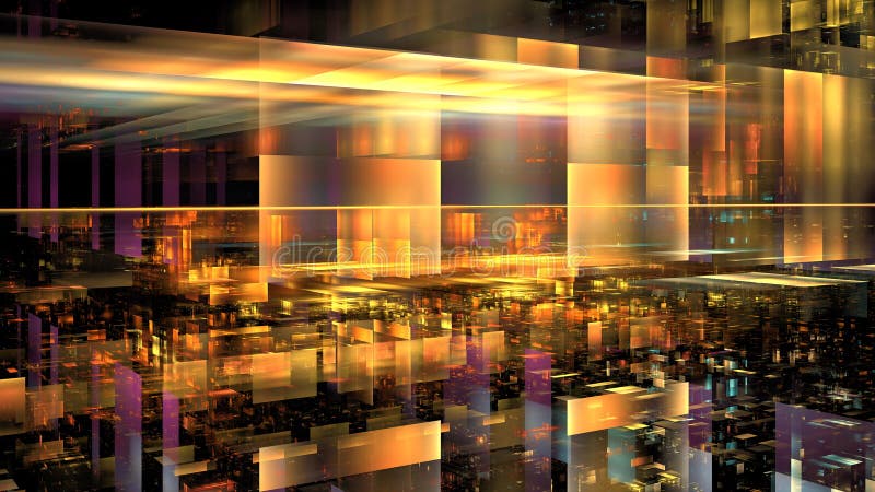 A vibrant abstract rendering showcases a digital cityscape with luminous colors, demonstrating a blend of urban elements and vector illustration