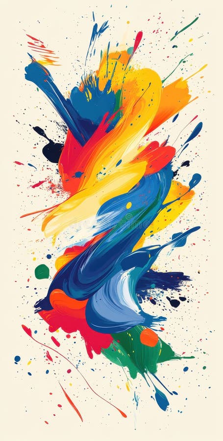 Vibrant abstract swirl with dynamic colors and splashes royalty free stock photo