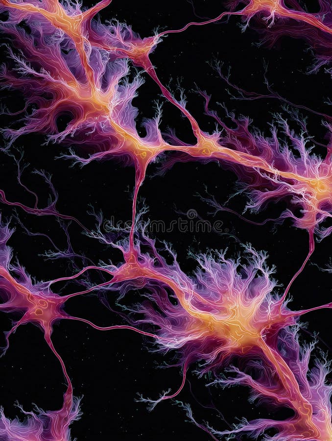 Vibrant, abstract visualization of neurons. Symbolic of networks, connection, and complex systems. Ideal for technology, science vector illustration