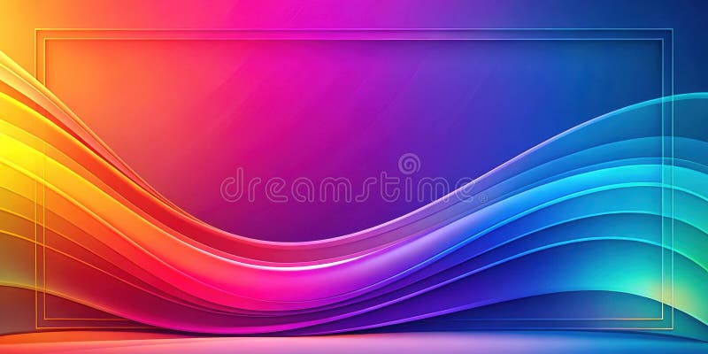 Vibrant abstract wave background with modern frame for design projects. Generative AI vector illustration