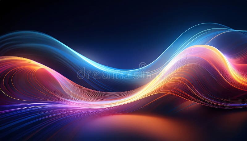 Vibrant abstract wave design with fluid lines on a dark backdrop stock photos